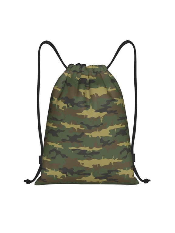 Drawstring Backpack - Dinosaur camouflage Splash Proof Small Drawstring Gym Bag for Women Men, Cinch Sports String Bag Backpack for Travel Swimming Beach