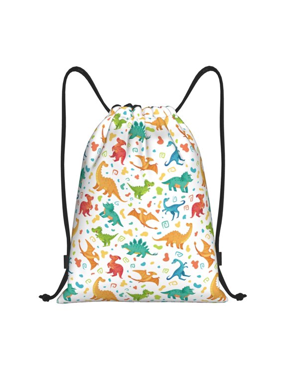 Drawstring Backpack - Dinosaur print G Splash Proof Small Drawstring Gym Bag for Women Men, Cinch Sports String Bag Backpack for Travel Swimming Beach