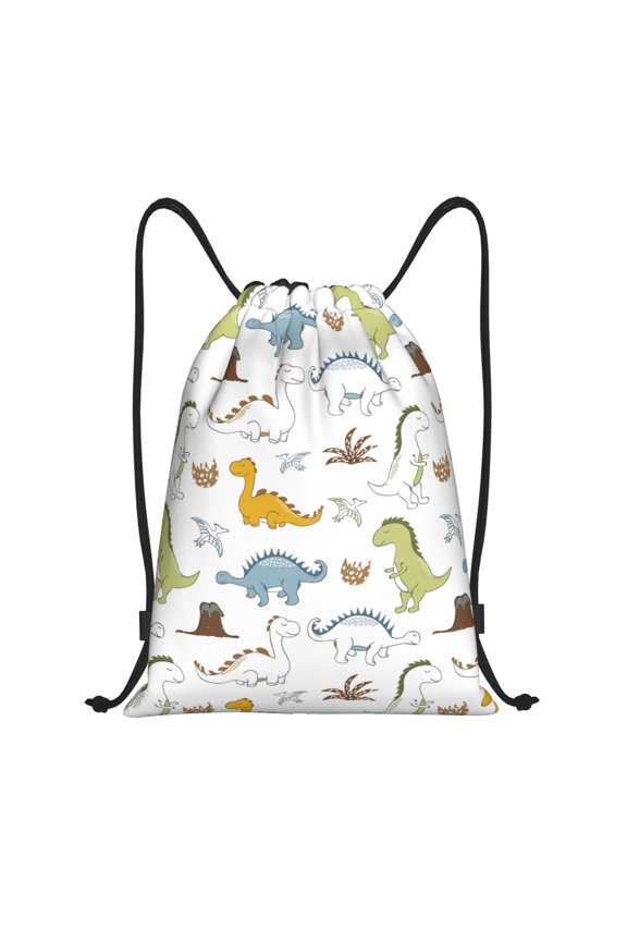 Drawstring Backpack - Dinosaur print I Splash Proof Small Drawstring Gym Bag for Women Men, Cinch Sports String Bag Backpack for Travel Swimming Beach