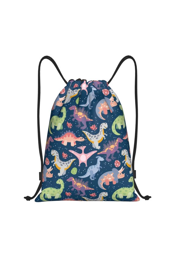 Drawstring Backpack - Dinosaur print M Splash Proof Small Drawstring Gym Bag for Women Men, Cinch Sports String Bag Backpack for Travel Swimming Beach