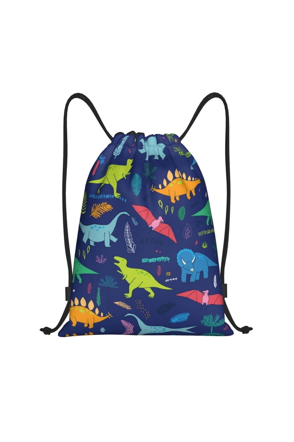Drawstring Backpack - Dinosaurs Adventure Splash Proof Small Drawstring Gym Bag for Women Men, Cinch Sports String Bag Backpack for Travel Swimming Beach