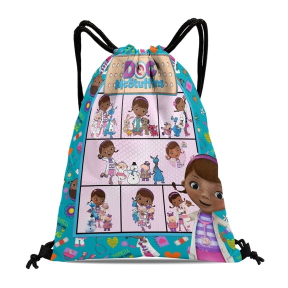Drawstring Backpack for Doc Mcstuffins Sackpack Adults Women Men Party Favor Bags Sports for Gym Travel Swimming Hiking Camping Tote Bag 11.8  15.7 in
