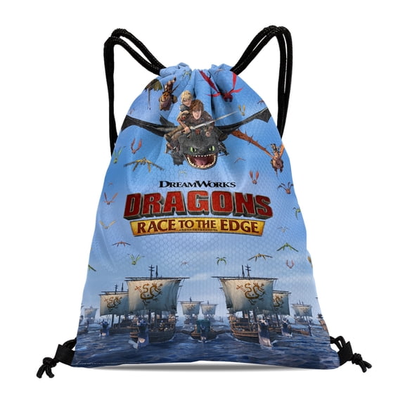 Drawstring Backpack for Dragons Race to the Edge Sackpack Adults Women Men Party Favor Bags Sports for Gym Travel Swimming Hiking Camping Tote Bag 11.8 15.7 in