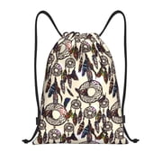 Drawstring Backpack - Dreamcatcher Splash Proof Small Drawstring Gym Bag for Women Men, Cinch Sports String Bag Backpack for Travel Swimming Beach