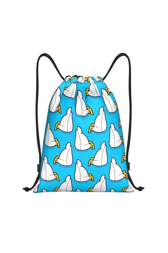 Drawstring Backpack - Duck Dives Splash Proof Small Drawstring Gym Bag for Women Men, Cinch Sports String Bag Backpack for Travel Swimming Beach