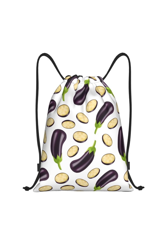 Drawstring Backpack - Eggplant slices Splash Proof Small Drawstring Gym Bag for Women Men, Cinch Sports String Bag Backpack for Travel Swimming Beach