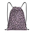 Drawstring Backpack Exotic Leopard pink purple Splash Proof Small