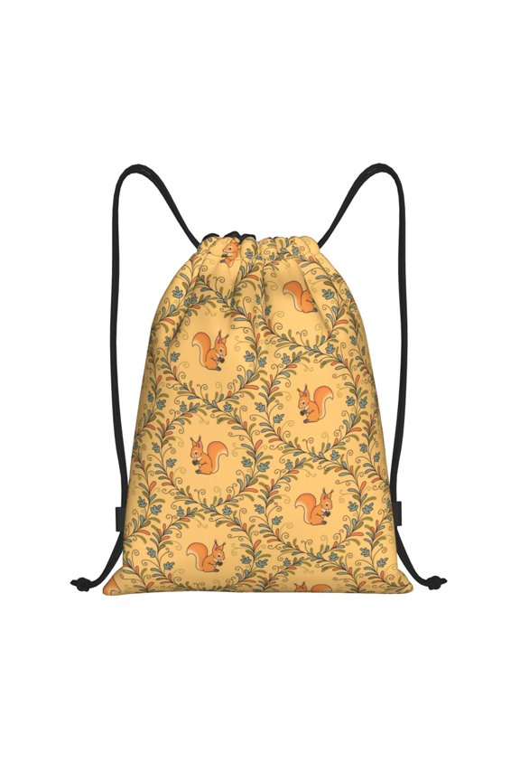 Drawstring Backpack - Exotic cute cartoon squirrel Splash Proof Small Drawstring Gym Bag for Women Men, Cinch Sports String Bag Backpack for Travel Swimming Beach