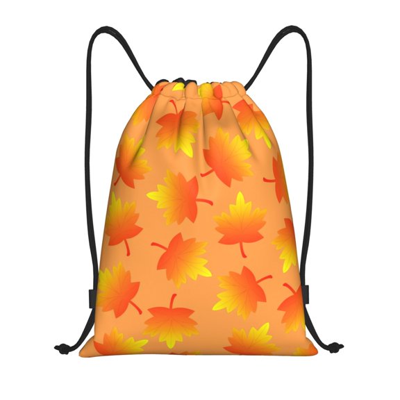 Drawstring Backpack - Fall Maple Leaves Splash Proof Small Drawstring Gym Bag for Women Men, Cinch Sports String Bag Backpack for Travel Swimming Beach