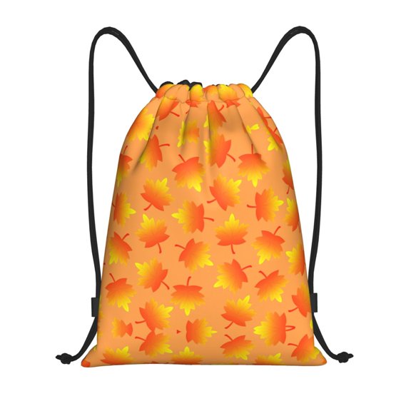 Drawstring Backpack - Fall Maple Leaves Splash Proof Small Drawstring Gym Bag for Women Men, Cinch Sports String Bag Backpack for Travel Swimming Beach