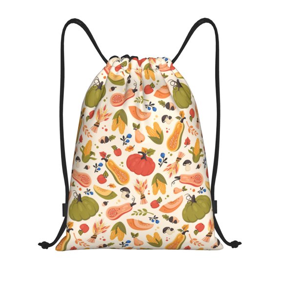 Drawstring Backpack - Fall Pumpkin Splash Proof Small Drawstring Gym Bag for Women Men, Cinch Sports String Bag Backpack for Travel Swimming Beach