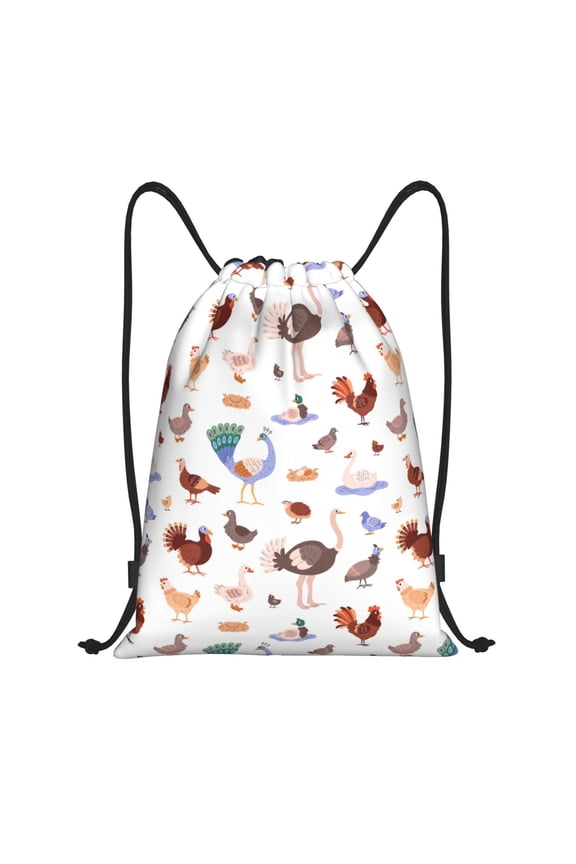 Drawstring Backpack - Farm Birds Goose Splash Proof Small Drawstring Gym Bag for Women Men, Cinch Sports String Bag Backpack for Travel Swimming Beach