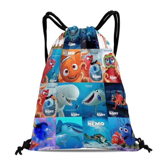 Drawstring Backpack for Finding Nemo Drawstring Pocket Adults Women Men Party Favor Bags Sports for Gym Travel Swimming Hiking Camping Tote Bag 11.8 × 15.7 in