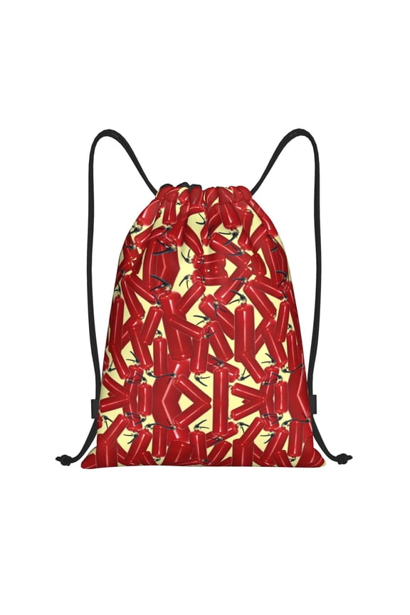 Drawstring Backpack - Fire Extinguisher Splash Proof Small Drawstring Gym Bag for Women Men, Cinch Sports String Bag Backpack for Travel Swimming Beach