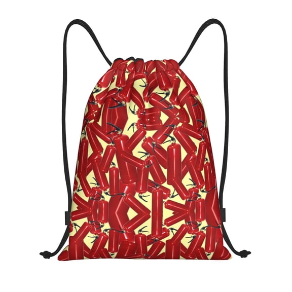 Drawstring Backpack - Fire Extinguisher Splash Proof Small Drawstring Gym Bag for Women Men, Cinch Sports String Bag Backpack for Travel Swimming Beach