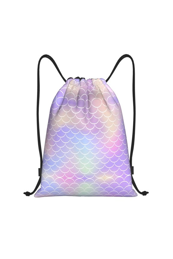 Drawstring Backpack - Fish Scale1 Splash Proof Small Drawstring Gym Bag for Women Men, Cinch Sports String Bag Backpack for Travel Swimming Beach