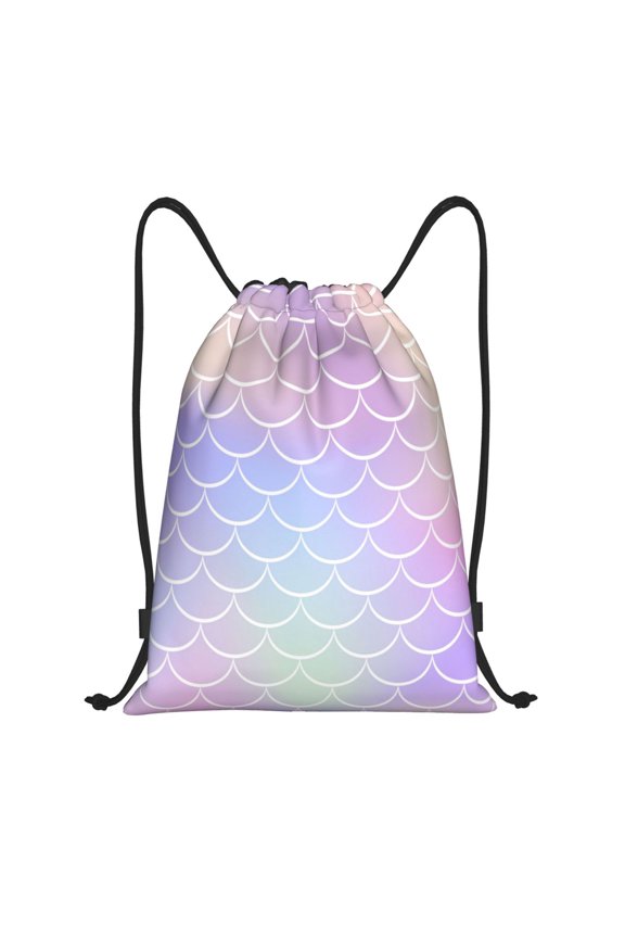 Drawstring Backpack - Fish Scale1 Splash Proof Small Drawstring Gym Bag for Women Men, Cinch Sports String Bag Backpack for Travel Swimming Beach