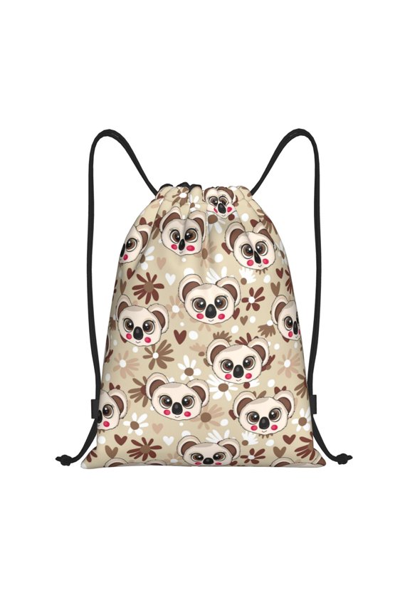 Drawstring Backpack - Floral Koala Print Splash Proof Small Drawstring Gym Bag for Women Men, Cinch Sports String Bag Backpack for Travel Swimming Beach