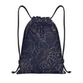 thumbnail image 1 of Drawstring Backpack - Flower Navy Dark Blue Splash Proof Small Drawstring Gym Bag for Women Men, Cinch Sports String Bag Backpack for Travel Swimming Beach, 1 of 8