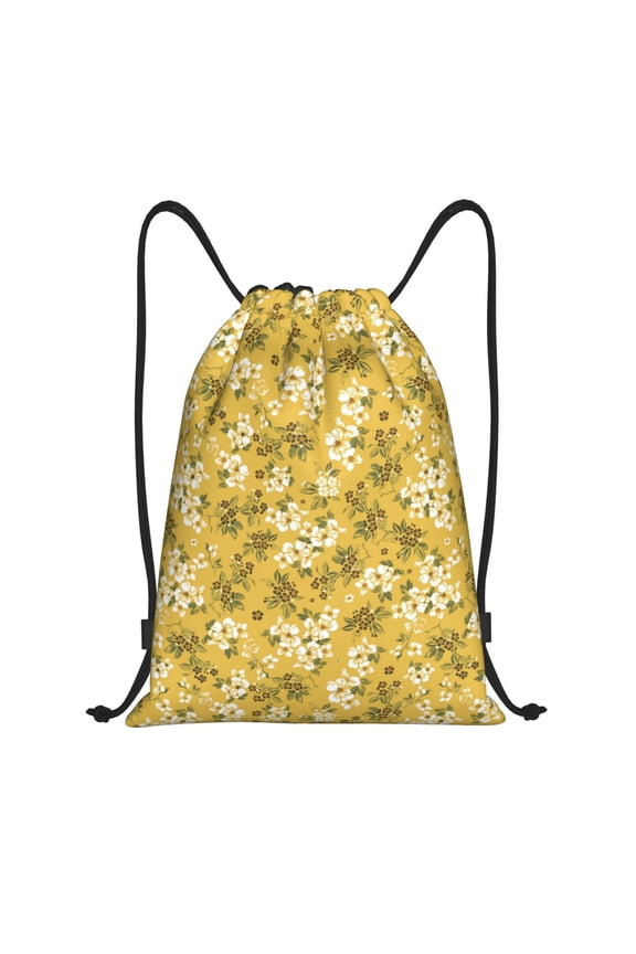 Drawstring Backpack - Flower print C Splash Proof Small Drawstring Gym Bag for Women Men, Cinch Sports String Bag Backpack for Travel Swimming Beach