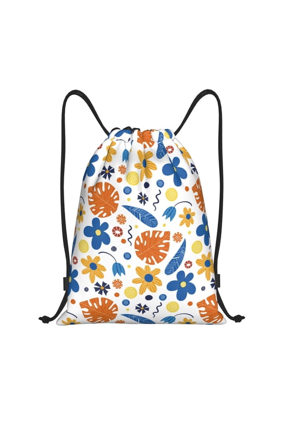 Drawstring Backpack - Flower print F Splash Proof Small Drawstring Gym Bag for Women Men, Cinch Sports String Bag Backpack for Travel Swimming Beach