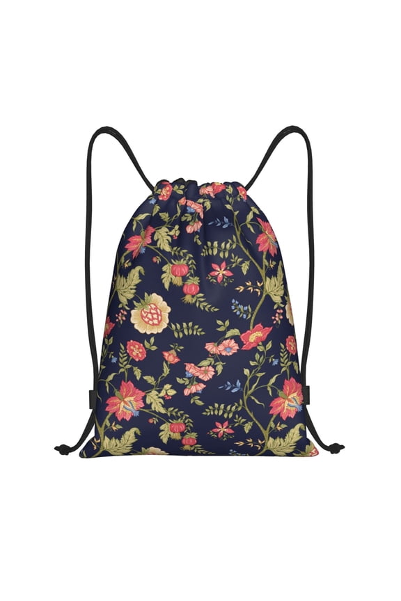 Drawstring Backpack - Flower print Splash Proof Small Drawstring Gym Bag for Women Men, Cinch Sports String Bag Backpack for Travel Swimming Beach
