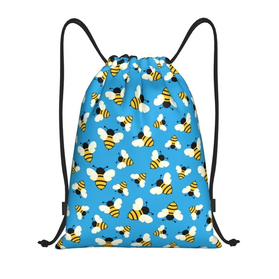 Drawstring Backpack - Flying Bees Splash Proof Small Drawstring Gym Bag for Women Men, Cinch Sports String Bag Backpack for Travel Swimming Beach