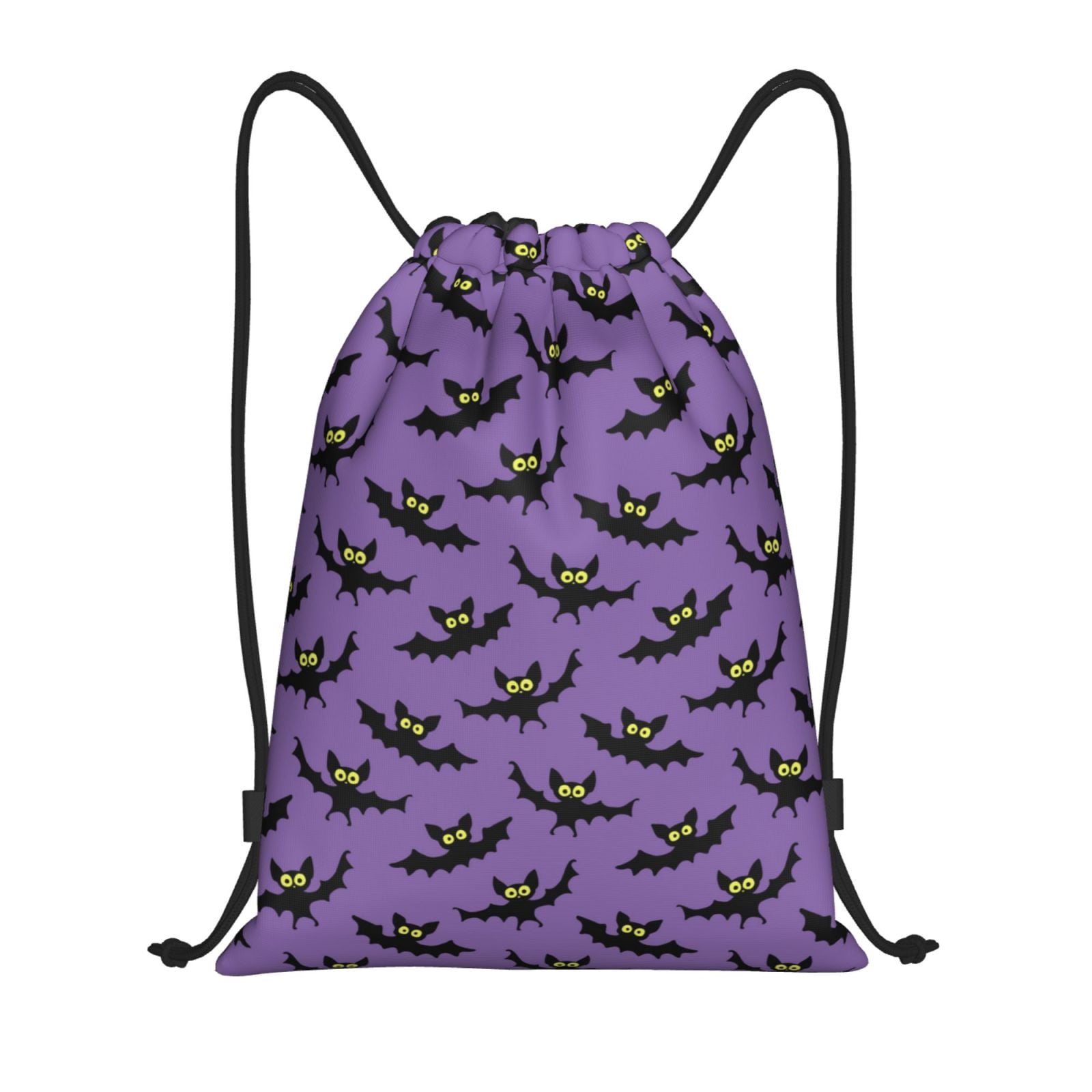 Purple String Backpack Drawstring Backpack, Flying bats gothic style purple Light Waterproof ...