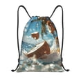 thumbnail image 1 of Drawstring Backpack - Fresh Coconut Splash Splash Proof Small Drawstring Gym Bag for Women Men, Cinch Sports String Bag Backpack for Travel Swimming Beach, 1 of 8