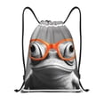 thumbnail image 1 of Drawstring Backpack - Frog With Geeky Glasses Splash Proof Small Drawstring Gym Bag for Women Men, Cinch Sports String Bag Backpack for Travel Swimming Beach, 1 of 8