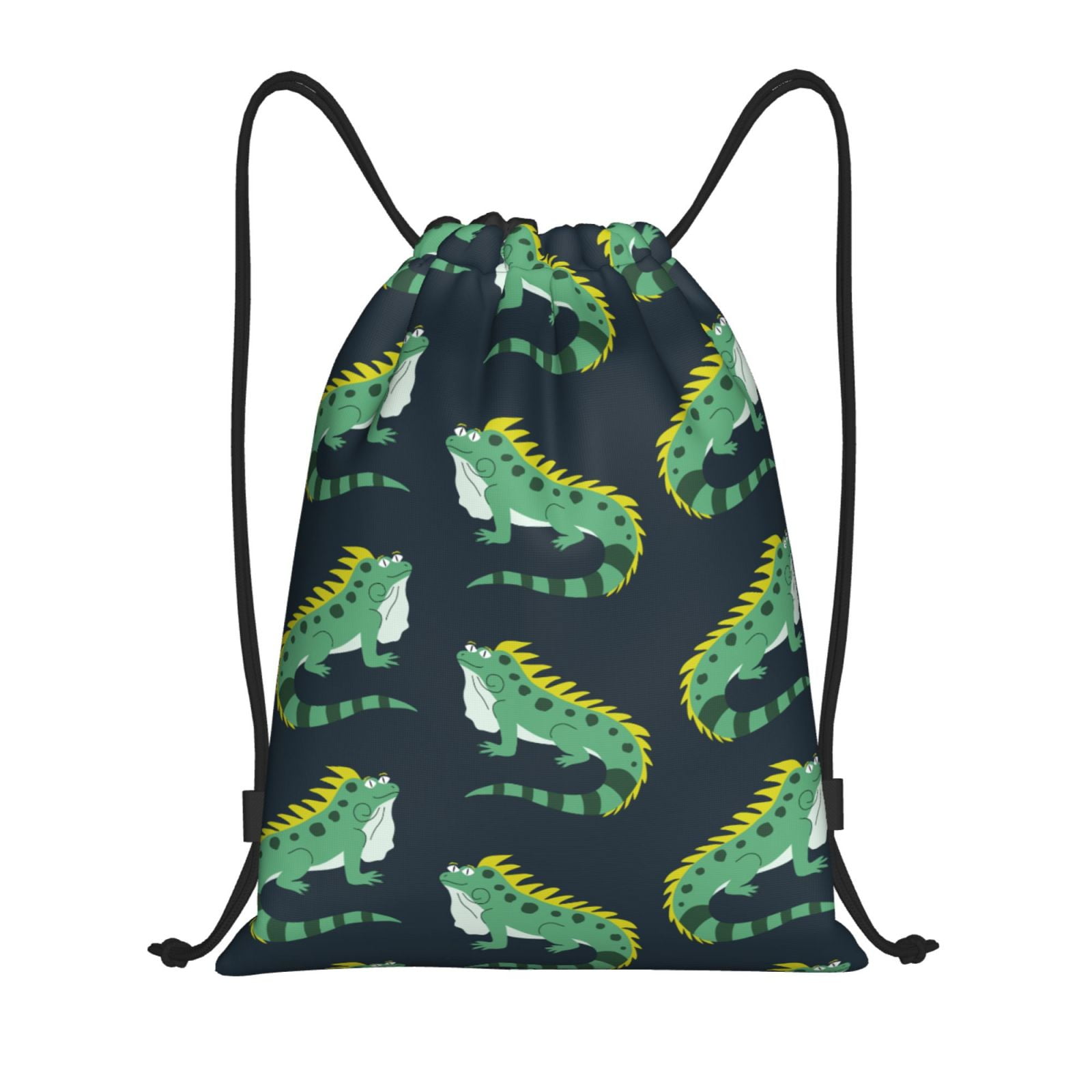Drawstring Backpack - Funny Cute Lizard Green Splash Proof Small ...