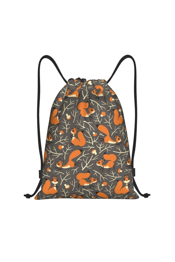 Drawstring Backpack - Funny Cute Squirrel Cartoon Splash Proof Small Drawstring Gym Bag for Women Men, Cinch Sports String Bag Backpack for Travel Swimming Beach