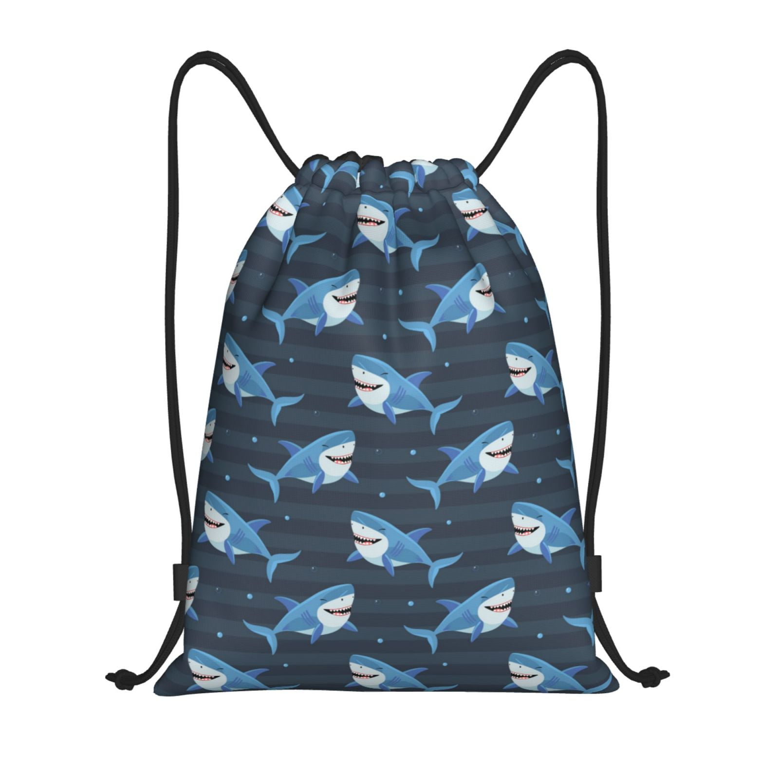 Drawstring Backpack Funny Sharks Splash Proof Small Drawstring Gym