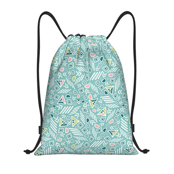 Drawstring Backpack - Geometric elements A Splash Proof Small Drawstring Gym Bag for Women Men, Cinch Sports String Bag Backpack for Travel Swimming Beach