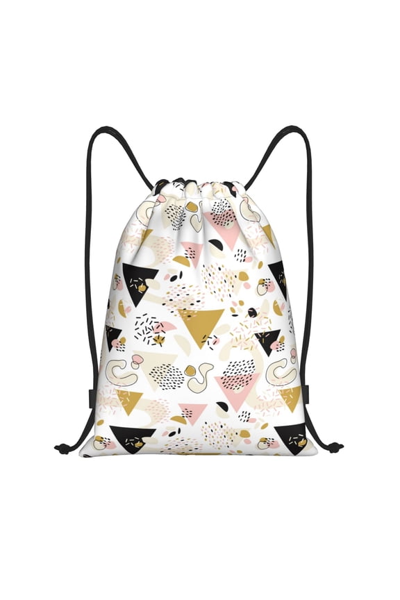 Drawstring Backpack - Geometric triangle Splash Proof Small Drawstring Gym Bag for Women Men, Cinch Sports String Bag Backpack for Travel Swimming Beach