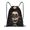 thumbnail image 1 of Drawstring Backpack - Glitch Screaming Skull Splash Proof Small Drawstring Gym Bag for Women Men, Cinch Sports String Bag Backpack for Travel Swimming Beach, 1 of 8