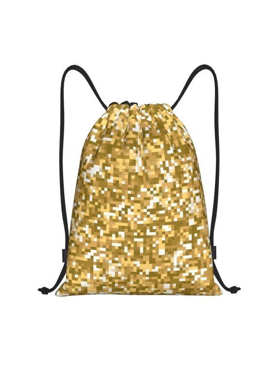 Drawstring Backpack - Glitter Gold Splash Proof Small Drawstring Gym Bag for Women Men, Cinch Sports String Bag Backpack for Travel Swimming Beach