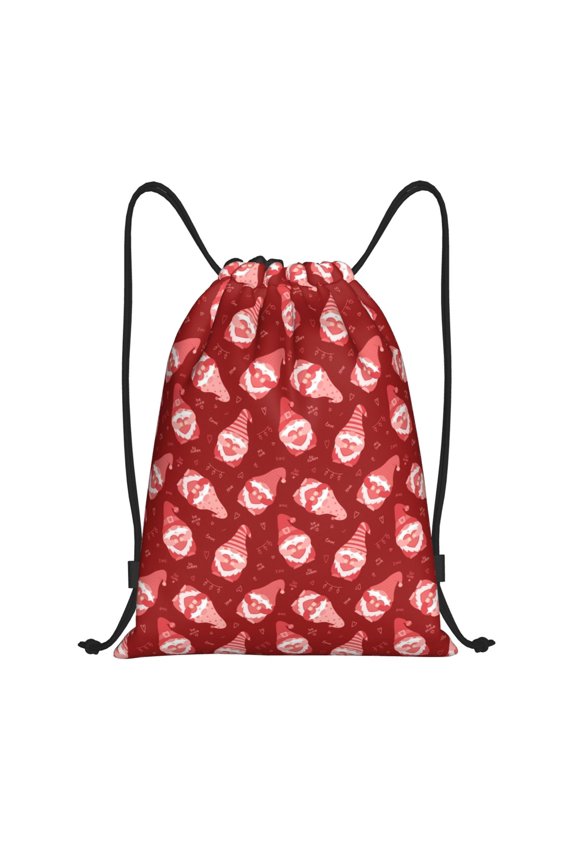 Drawstring Backpack - Gnomes Holding Hearts Splash Proof Small Drawstring Gym Bag for Women Men, Cinch Sports String Bag Backpack for Travel Swimming Beach