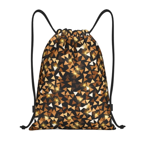 Drawstring Backpack - Gold Glitter lightning E Splash Proof Small Drawstring Gym Bag for Women Men, Cinch Sports String Bag Backpack for Travel Swimming Beach