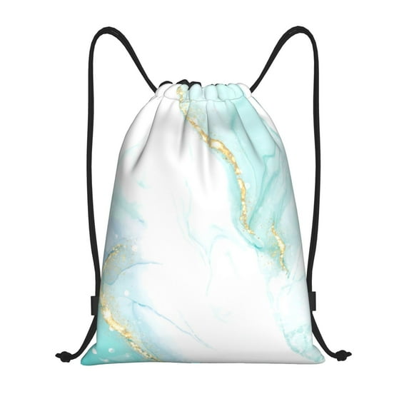 Drawstring Backpack - Gold Lines Marble Watercolor Splash Proof Small Drawstring Gym Bag for Women Men, Cinch Sports String Bag Backpack for Travel Swimming Beach