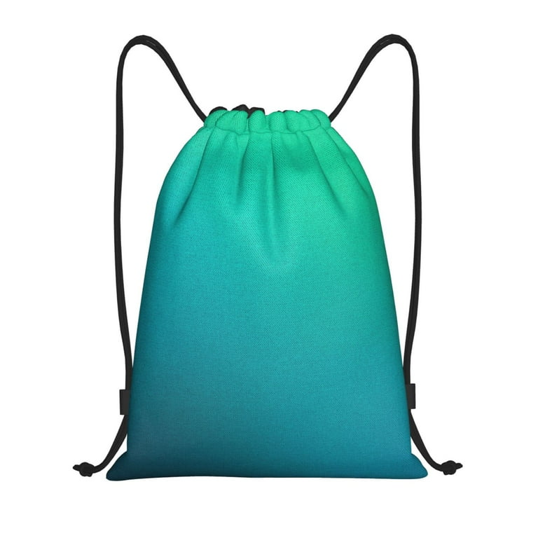 【S/E/O】DRAWSTRING NYLON BACKPACK TURQUOISE Drawstring Backpack - Green Turquoise Teal Splash Proof