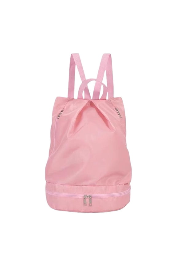 Drawstring Backpack Gym Bag, Wet Dry Separation with Shoe Compartment Waterproof Pocket, Lightweight Sack for Travel