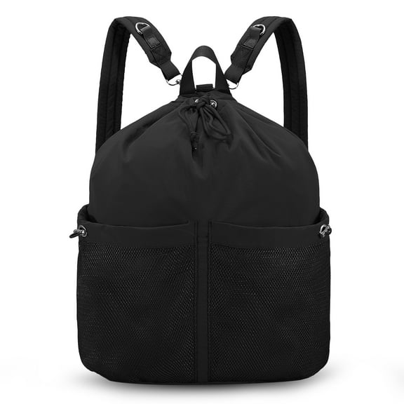 HAWEE Drawstring Backpack Sports Gym Bag Water Resistant String Bag Cinch Sackpack with Zipper Pocket for Shopping Sport Yoga