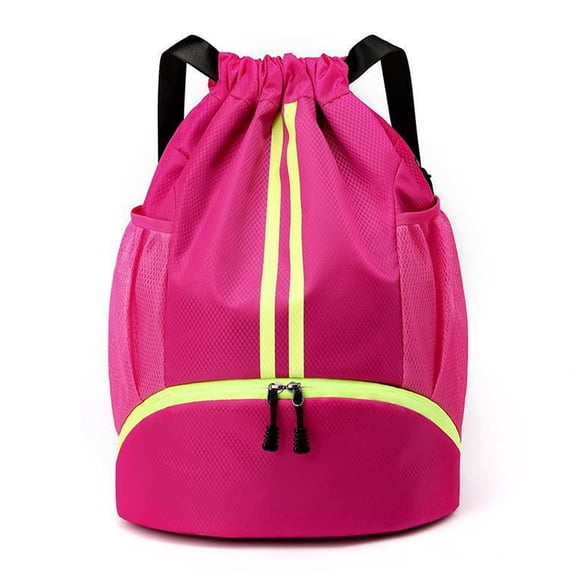 Drawstring Backpack Gym Bag with Shoes Compartment, Water-Resistant String Backpack Beach Cinch for Women Men