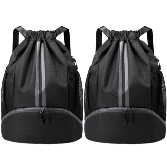 Drawstring Backpack Gym Bag with Shoes Compartment for Soccer, Basketball, Swim, Water-Resistant String Backpack Beach Cinch for Women Men