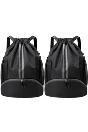 Drawstring Backpack Gym Bag with Shoes Compartment for Soccer, Basketball, Swim, Water-Resistant String Backpack Beach Cinch for Women Men