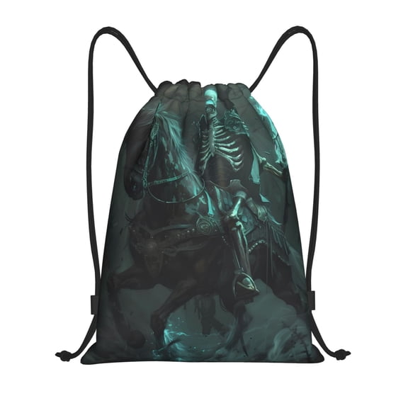 Drawstring Backpack - Halloween Cold Flame Knight Splash Proof Small Drawstring Gym Bag for Women Men, Cinch Sports String Bag Backpack for Travel Swimming Beach
