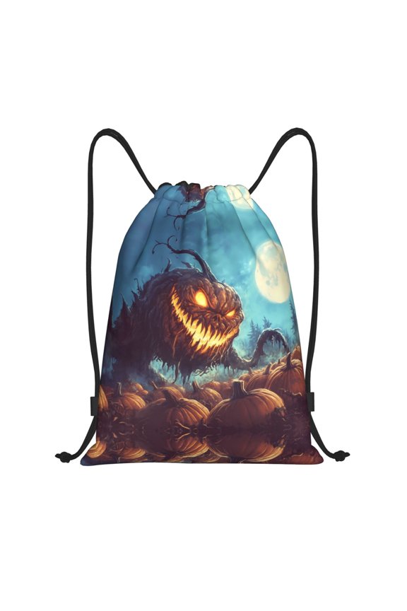 Drawstring Backpack - Halloween Pumpkin Monster C Splash Proof Small Drawstring Gym Bag for Women Men, Cinch Sports String Bag Backpack for Travel Swimming Beach