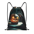 thumbnail image 1 of Drawstring Backpack - Halloween Witch Mysterious Pumpkin Splash Proof Small Drawstring Gym Bag for Women Men, Cinch Sports String Bag Backpack for Travel Swimming Beach, 1 of 8