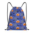 thumbnail image 1 of Drawstring Backpack - Halloween bats Lantern spiderweb Splash Proof Small Drawstring Gym Bag for Women Men, Cinch Sports String Bag Backpack for Travel Swimming Beach, 1 of 8